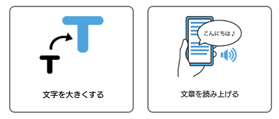 文字を大きくする、文章を読み上げる